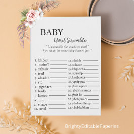 Baby Word Scramble Challenge Mitteilungskarte
