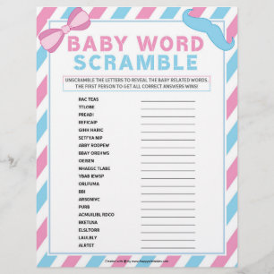 Baby Word Scramble [Gender Überraschung] Briefbogen