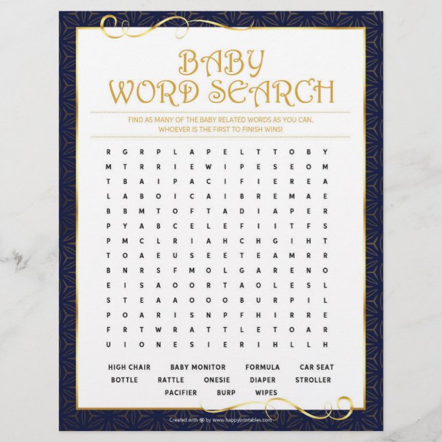 Baby Word Scramble [Golden Blue] Briefbogen (Vorderseite)