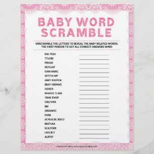 Baby Word Scramble [Luxury Lace [Pink] Briefbogen