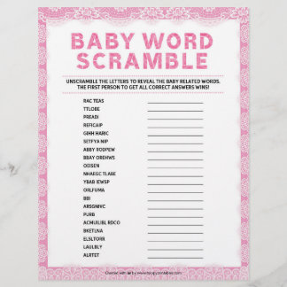 Baby Word Scramble [Luxury Lace [Pink] Briefbogen