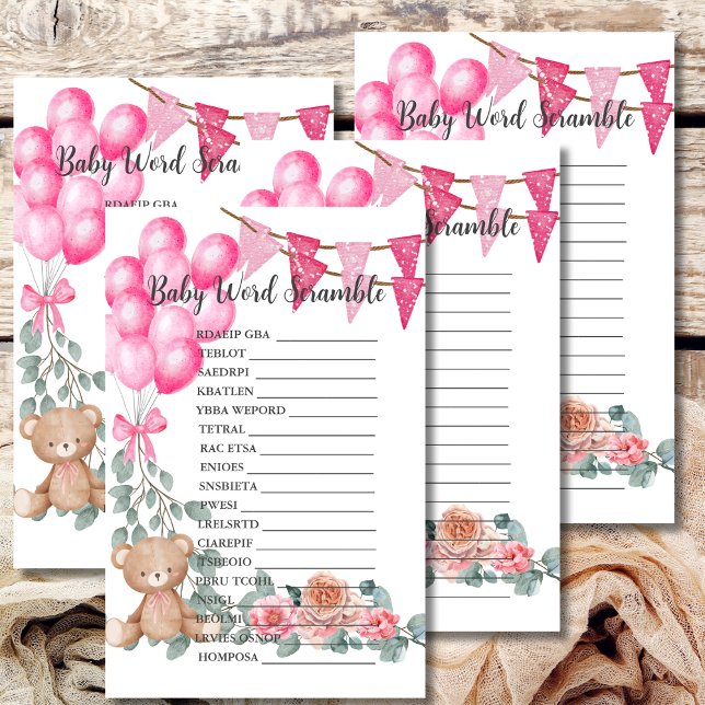 Baby Word Scramble Sweet Girl Balloon Eucalyptus (Von Creator hochgeladen)