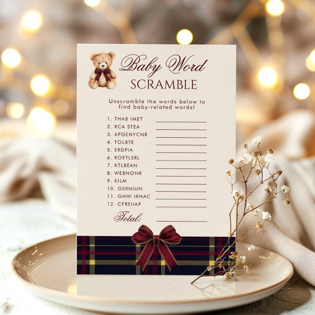 Baby Word Scramble Teddy Bear Red Plaid (Von Creator hochgeladen)