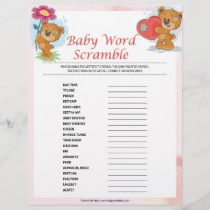Baby Word Scramble [Teddy Bears] Briefbogen