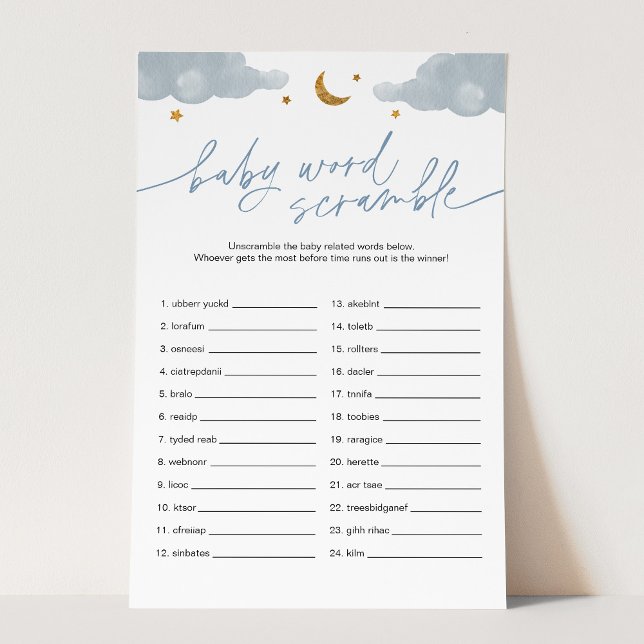 Baby Word Scramble Twinkle Star Baby Showspiel (Von Creator hochgeladen)