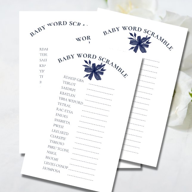 Baby Word Scramble Watercolor Navy Blue Floral (Von Creator hochgeladen)