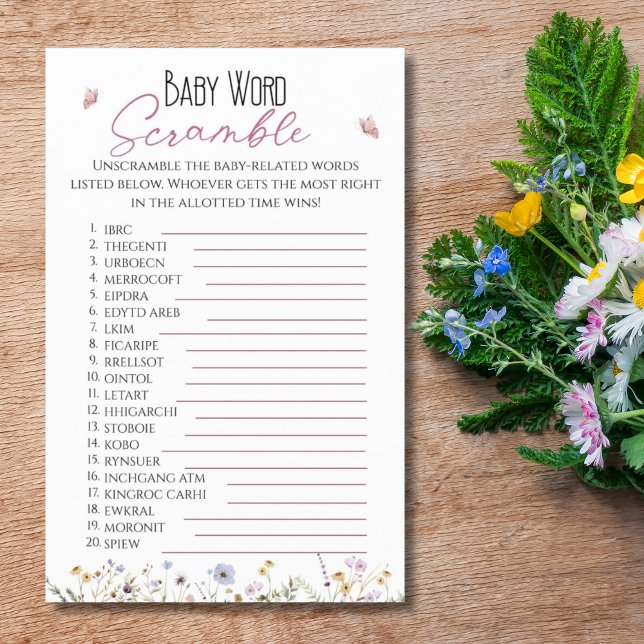 Baby Word Scramble Watercolor Wildfloral Flyer (Von Creator hochgeladen)
