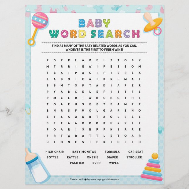 Baby Word Search [Baby Basics Blue] Briefbogen (Vorderseite)