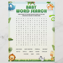 Baby Word Search Baby Shower Game [Tierthema] Briefbogen