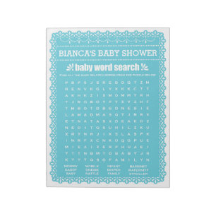 Baby Word Search Blue Papel Picado Kinderdusche Notizblock