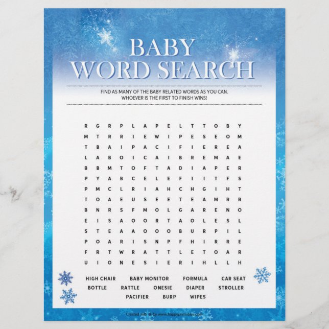 Baby Word Search [Snowy Blue] Briefbogen (Vorderseite)