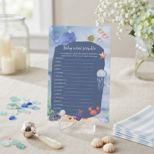 Baby-Wort-Scramble Unter dem Meer Wal Baby-Party