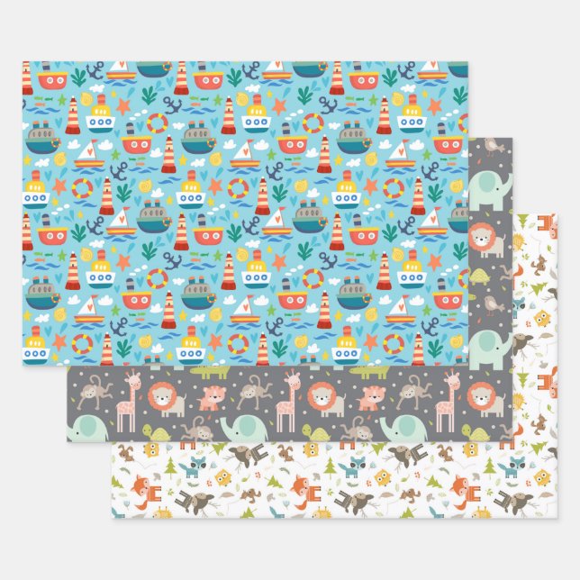 Baby Wrapping Paper Set Geschenkpapier Set (Set)