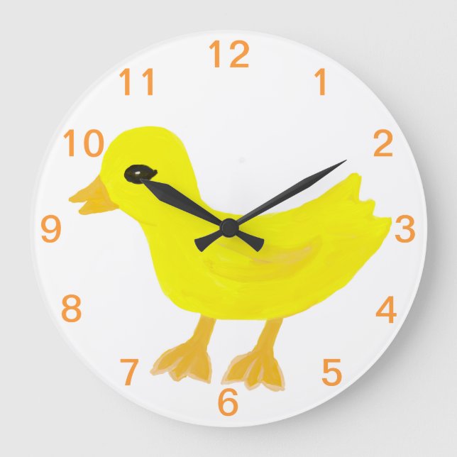 Baby Yellow Rubber Ducky Große Wanduhr (Vorderseite)