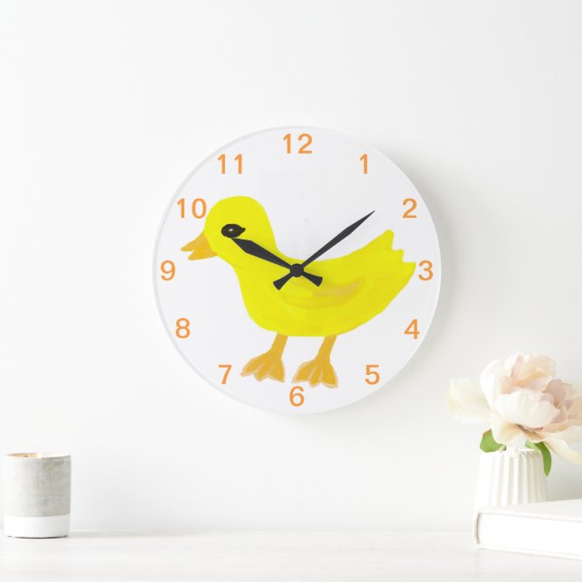 Baby Yellow Rubber Ducky Große Wanduhr (Zuhause)