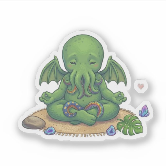Baby-Yoga Cthulhu Aufkleber (Vorderseite)