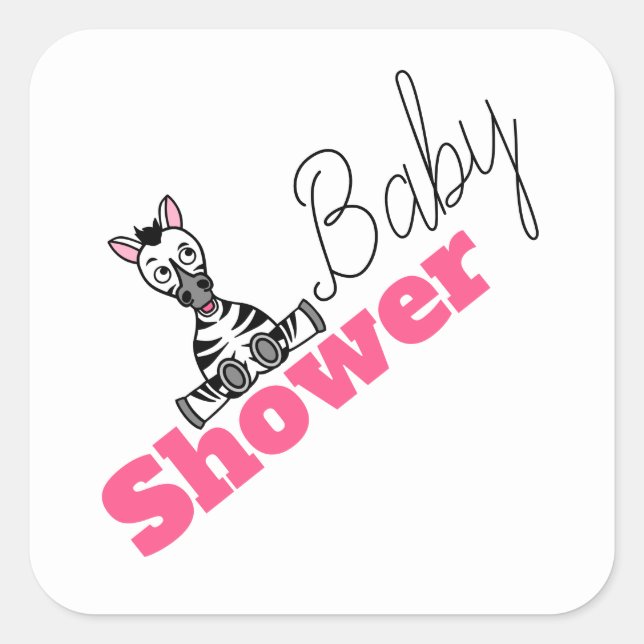 Baby Zebra, Babydusche Quadratischer Aufkleber (Vorderseite)