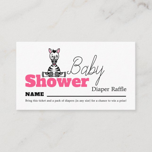 Baby Zebra, Babydusche-Windeln-Raffle Begleitkarte (Vorderseite)