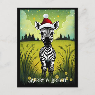 Baby Zebra Blume Meadow Santa Animal Christmas Postkarte