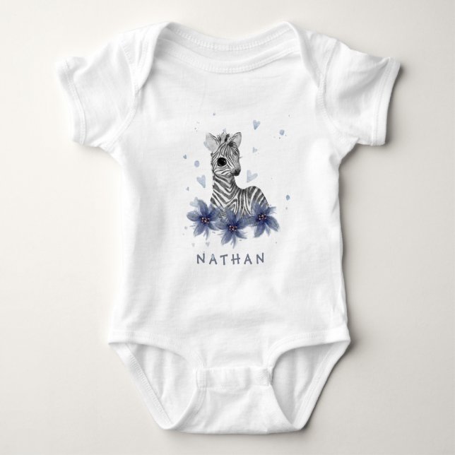 *~* Baby Zebra Floral Jungle Baby Boy ein Stück Strampler (Vorderseite)