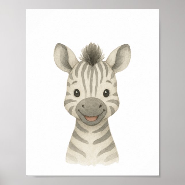 Baby Zebra Gender Neutral Safari Kinderzimmer Post Poster (Vorne)