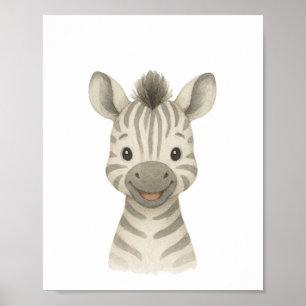 Baby-Zebra-Geschlechterneutrales-Safari-Nursery-Po Poster