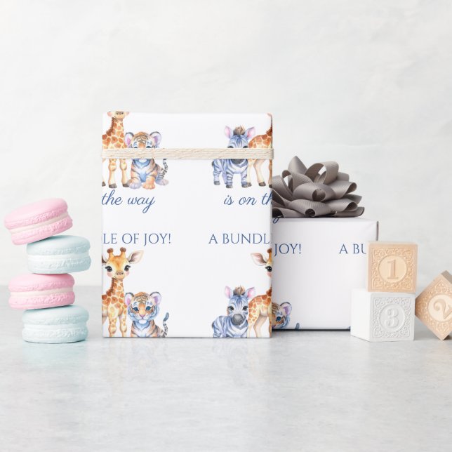 Baby Zebra Giraffe und Tiger Geschenkpapier (Babyparty)