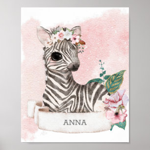 ** Baby Zebra Kinderzimmer Girl Jungle Sweet Name Poster