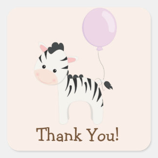 Baby Zebra, Lila, Jungle Animal Danke Quadratischer Aufkleber