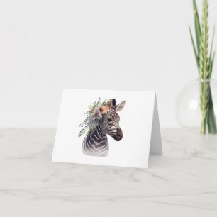 Baby Zebra mit Blume BLANK Karte