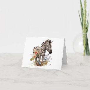 Baby Zebra mit vielen Blume BLANK Karte
