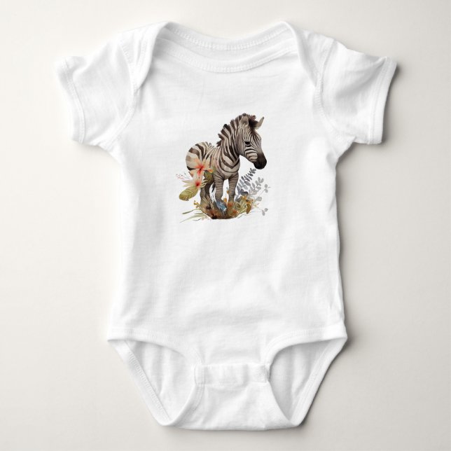 Baby Zebra mit vielen Blume Strampler (Vorderseite)
