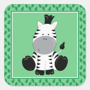 Baby Zebra   Safari Animals Party Quadratischer Aufkleber