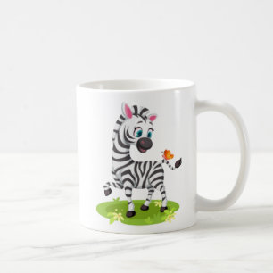 Baby Zebra Zeichnend Spielen mit Schmetterling-239 Kaffeetasse