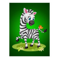 Baby Zebra Zeichnend Spielen mit Schmetterling-239