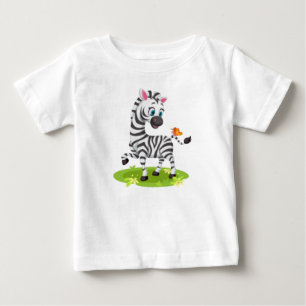 Baby Zebra Zeichnend Spielen mit Schmetterling-239 T-shirt