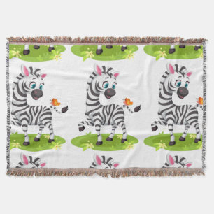 Baby-Zebra-Zeichnung spielt mit Schmetterling Decke