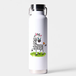 Baby-Zebra-Zeichnung spielt mit Schmetterling Trinkflasche