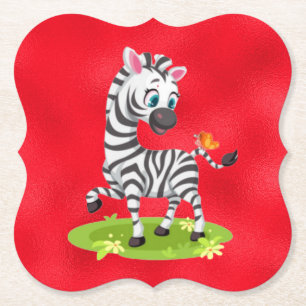 Baby-Zebra-Zeichnung spielt mit Schmetterling Untersetzer