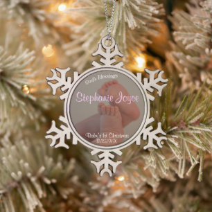 Baby Zehen Mädchen 1. Weihnachten Schneeflocken-Or Schneeflocken Zinn-Ornament