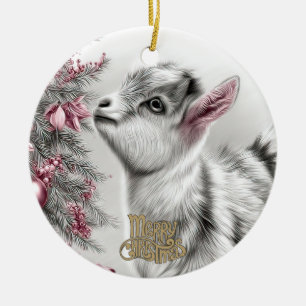 Baby-Ziegen-Weihnachten 15 und dein Foto Keramik Ornament