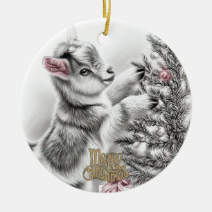Baby-Ziegen-Weihnachten 8 und dein Foto Keramik Ornament