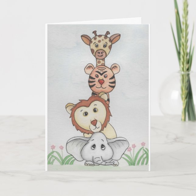 Baby Zoo Animals Karte (Vorderseite)