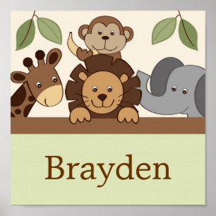 Baby Zoo Jungle Personalisierter Name Poster