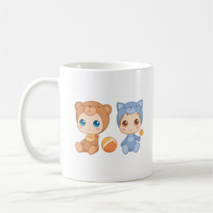Baby-Zwillinge Bär Katze Overall Kaffeetasse