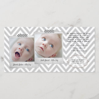 Baby ZWILLINGE danken Ihnen Foto-Karten-Schablone Dankeskarte