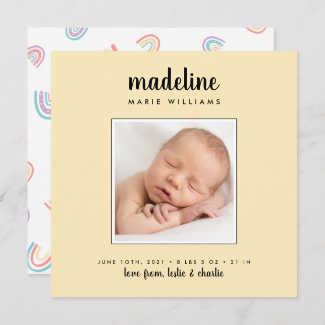 BABYANMELDUNG Fügen Sie Ihr Foto hinzu (Vorne/Hinten)