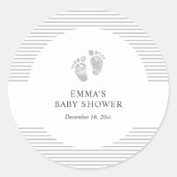 Babyaufkleber | Baby Footprint Grau Stripe