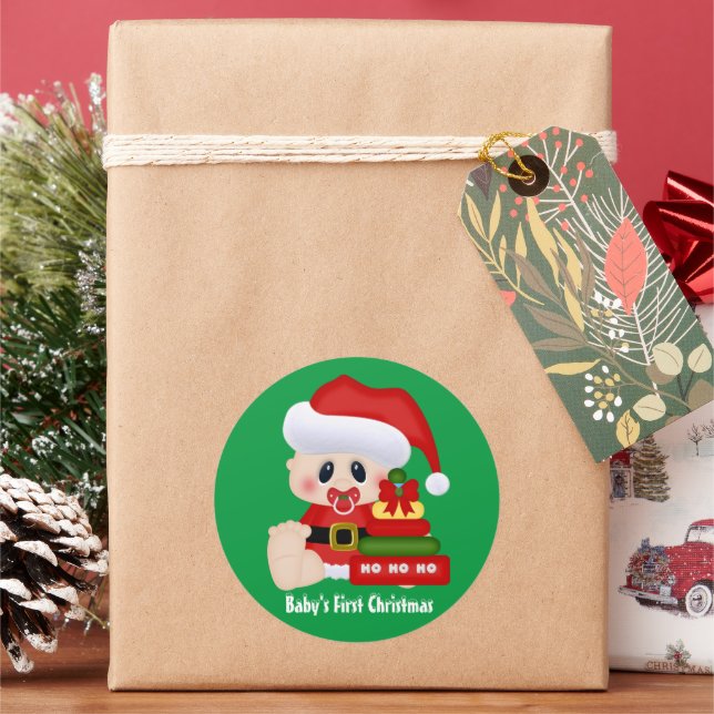 Babyaufkleber für den ersten Weihnachtsaufenthalt Runder Aufkleber (Feiertag)
