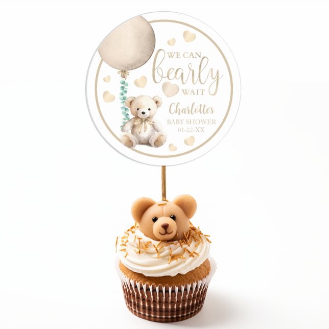 Babyaufkleber für Teddy-Bärenspieß Runder Aufkleber (Baby Shower Favor Stickers)